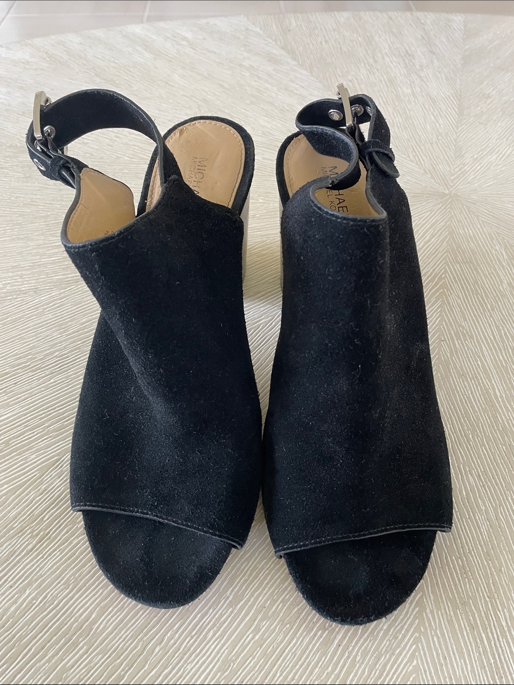 MICHAEL Michael Kors Black Suede Open-Toe Slingback Mules
Size 8.5